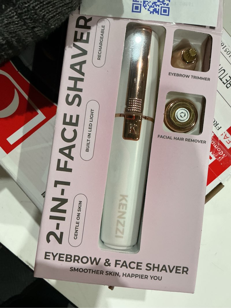 Condition photo showing Good Condition for kenzzi 2-in-1 rechargeable women’s face electric shaver and facial hair remover with eyebrow trimmer, white and rose gold