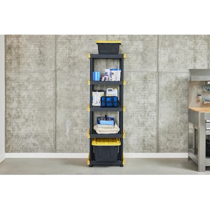 project source 24-in w x 20-in d x 72-in h 5 -tier heavy duty black plastic utility shelving