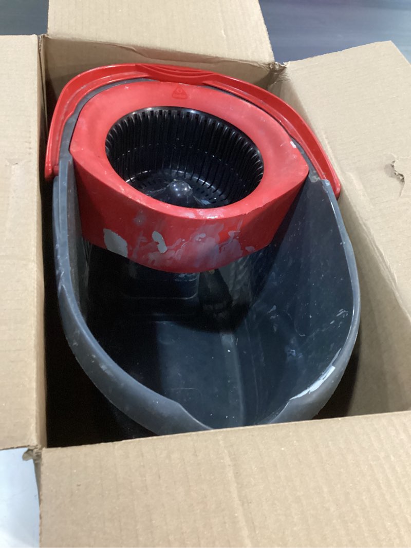 Condition photo showing As Is for O-Cedar EasyWring Microfiber Spin Mop, Bucket Floor Cleaning System, Red, Gray, Standard Easywring Spin Mop & Bucket