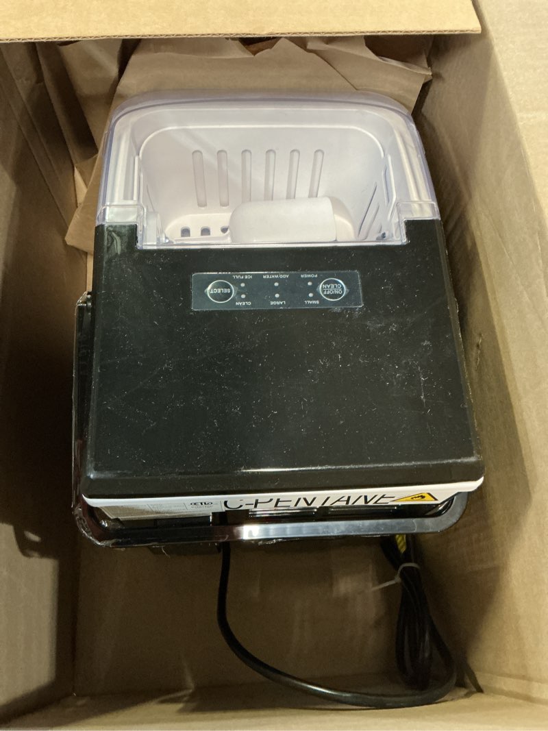 Condition photo showing Good Condition for olixis ice maker machine with handle,26lbs in 24hrs,9 ice cubes in 6 mins,auto-cleaning portable ice maker with basket and scoop, countertop ice maker for home/kitchen/camping/rv, sleek black sleek black handle-26.5lbs/24h
