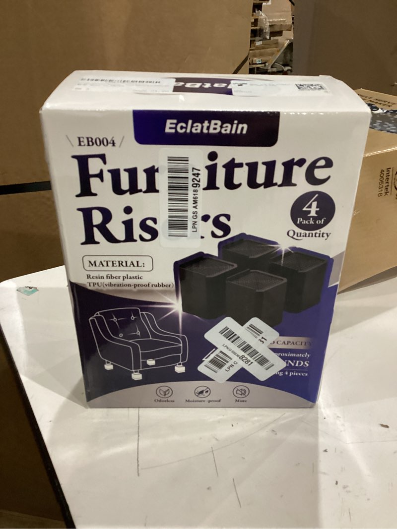 Condition photo showing New/Like New for eclatbain bed risers furniture risers heavy-duty rectangular adjustable block lift to 3 inches and 4.3 inches desk, sofa, chair legs, refrigerator, washing machine support up to 4000 pounds 3 layer(4.3inch) square-4 pack-black