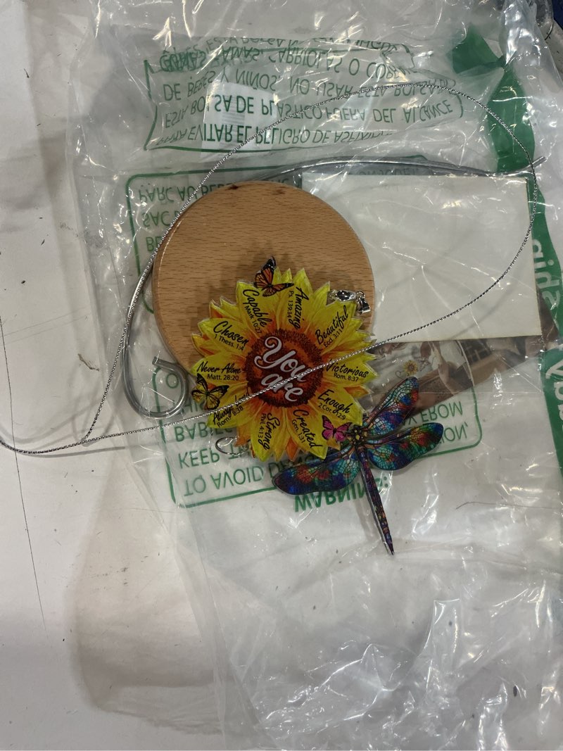 Condition photo showing As Is for FLAGWIX Dragonfly Gifts for Women Men - Stained Glass Window Hanging 8 in - Dragonfly Garden Decor for Yard Decorations Outdoor, Dragon Fly Sun Catchers Indoor Window for Home Garden Decor Turquoise Blue - Dragonfly 8 in