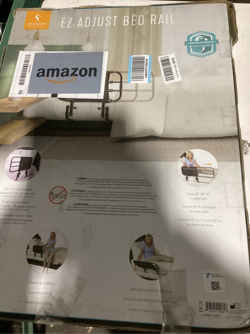 Condition photo showing Good Condition for stander ez adjust bed rail, adjustable senior bedrail and safety assist railing for elderly adults with organizer pouch, astm safety approved guard-rail, black
