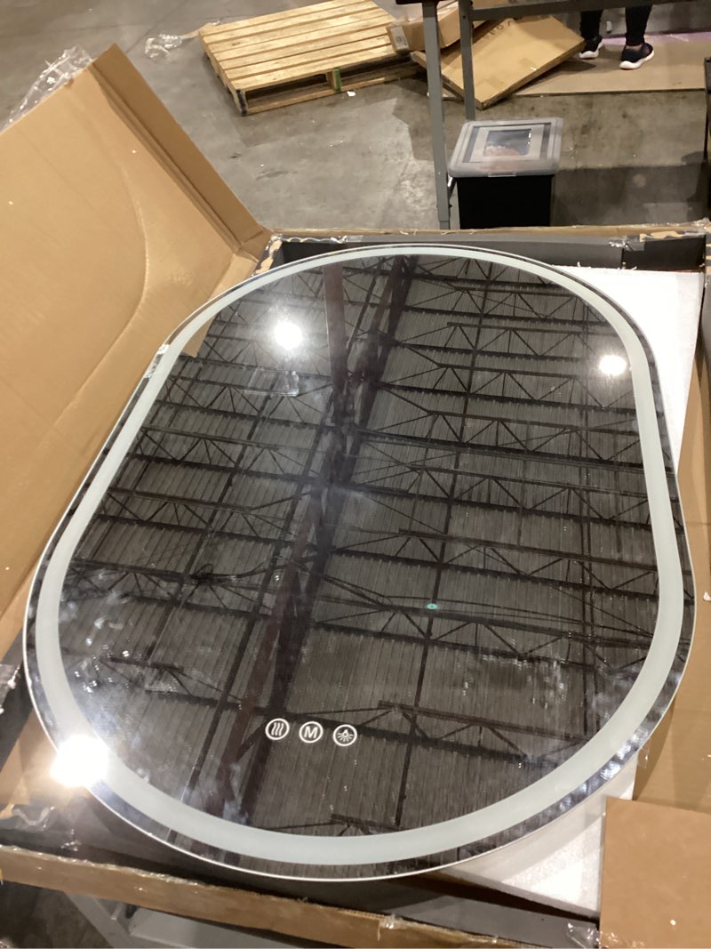 Condition photo showing Good Condition for led mirror for bathroom 24 x 36 inch, oval led bathroom vanity mirror with lights, anti-fog, dimmable, 3 colors 24"l x 36"w