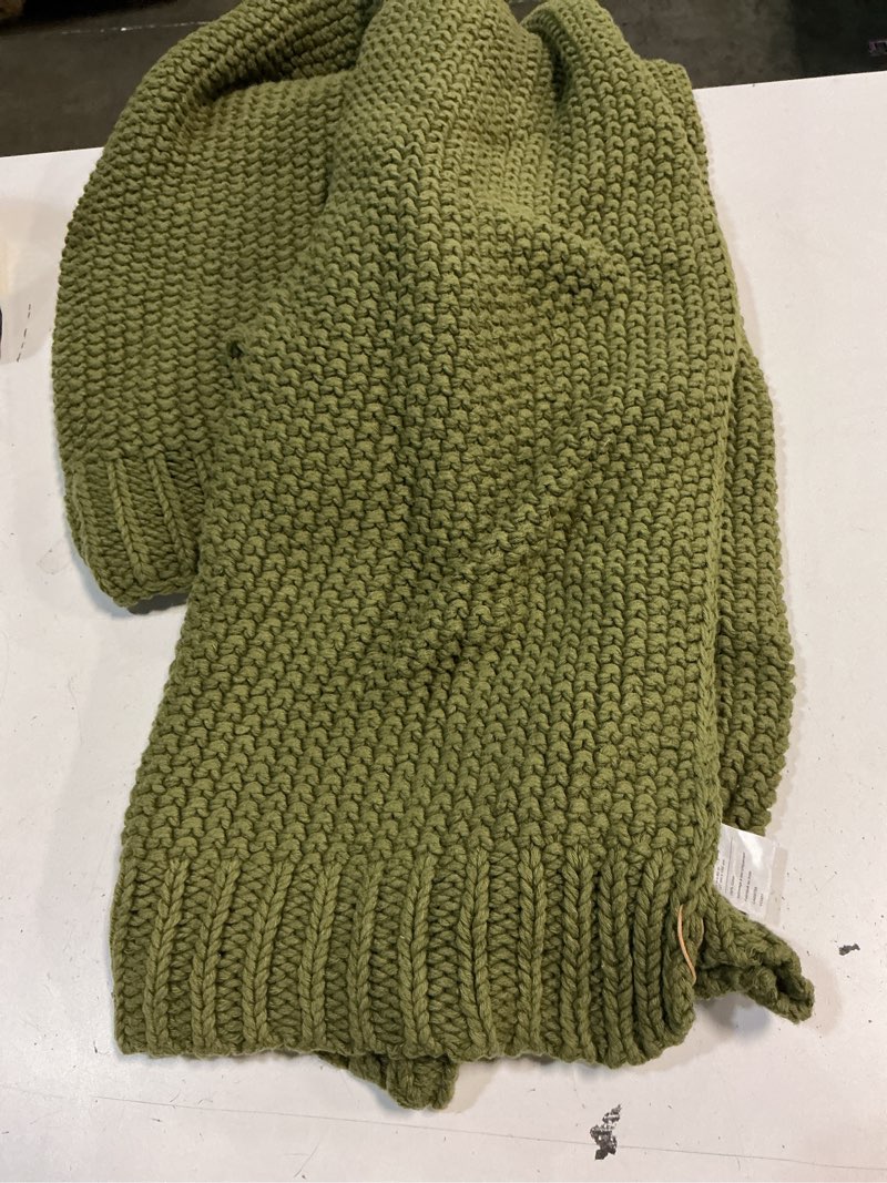 Condition photo showing Good Condition for quince cotton fisherman throw, olive, 50*60 inc 