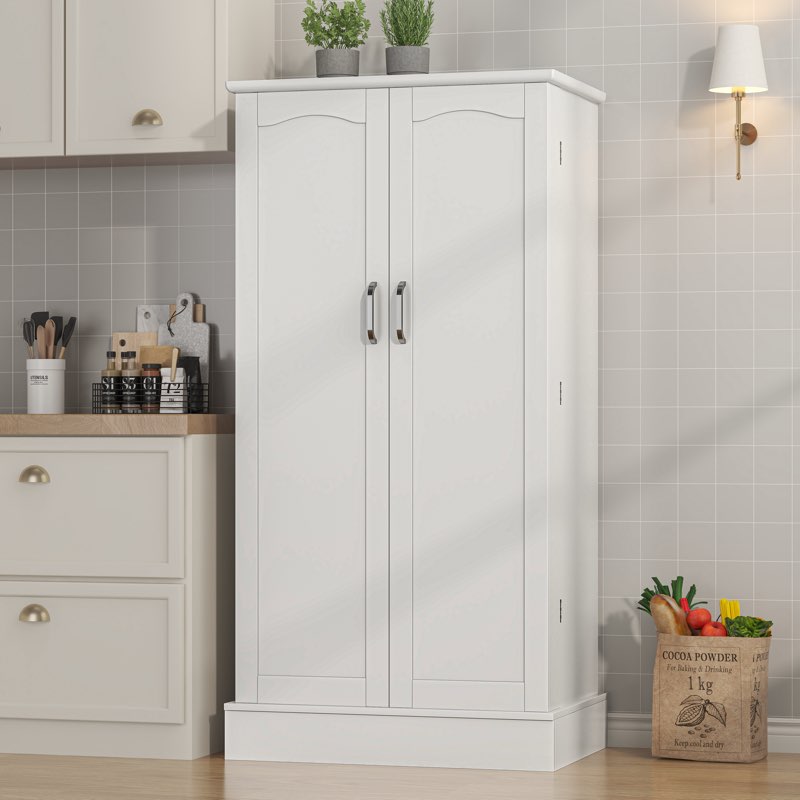 (Incomplete, 1 box only) Miliah 47" Kitchen Pantry Cabinet, Pantry Cabinets with Adjustable Shelves, Kitchen Pantry Storage Cabinet, Buffet Cupboards Storage Cabinet for Home Office Use