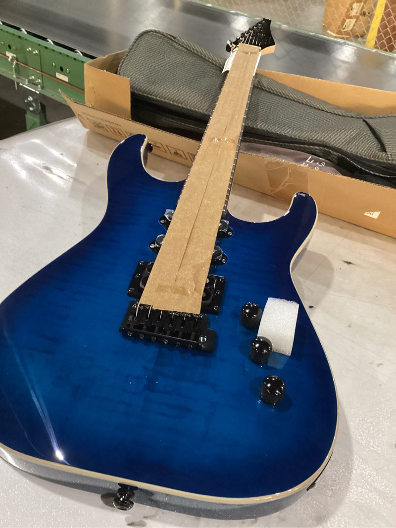 Condition photo showing Good Condition for 39" Solid Body Electric Guitar: Electric Guitar Kit with Bone Nut, Full Size 6 String Guitars with 24 Frets,Poplar Body AAA Flame Maple Top,Guitarra Electrica with HSS Ceramic Pickup,Blue