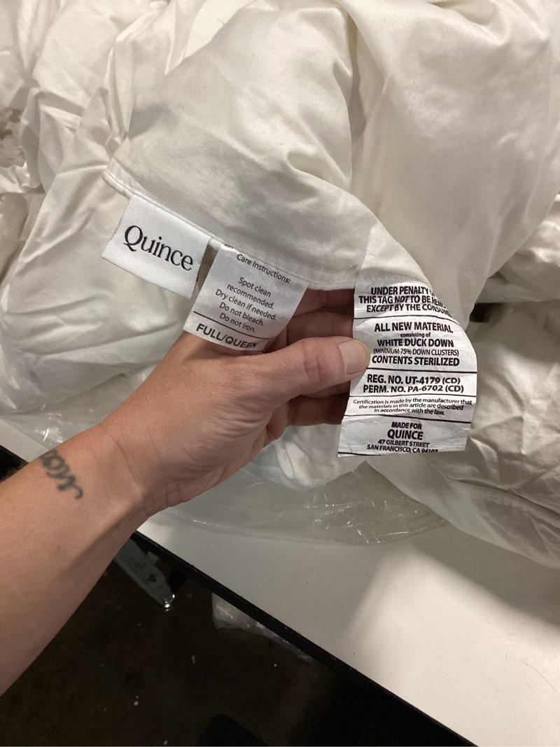 Condition photo showing As Is for ultra warm premium down duvet insert, full/queen, down