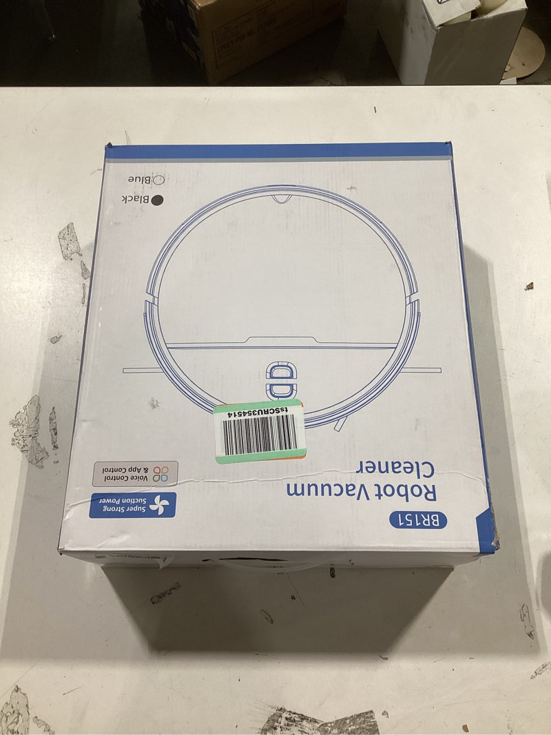 Condition photo showing As Is for Robot Vacuum and Mop Combo with APP/Voice/Remote Control, 2 in 1 Vacuuming & Mopping Robot, Schedule, Strong Suction, Tangle-Free, Slim & Quiet, for Homes with Pets, Low Pile Carpet & Hard Floors Gray