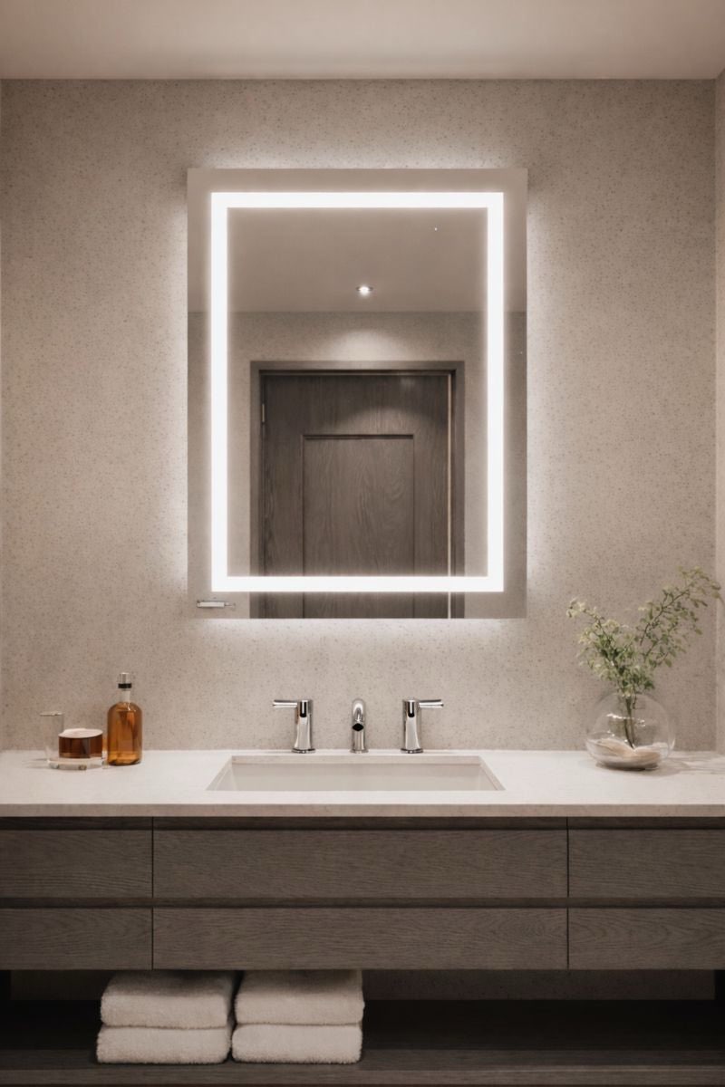 24"x36" led bathroom mirror with lights, backlit + front lit with cri>90, lighted mirror for bathroo