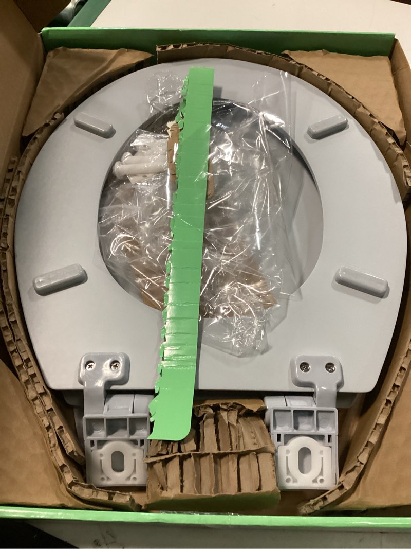 Condition photo showing As Is for Wood Toilet Seat, Slow Close, High Gloss Finish, Premium Moulded Wood, White, Quick Release, PIKLiDS (Round)