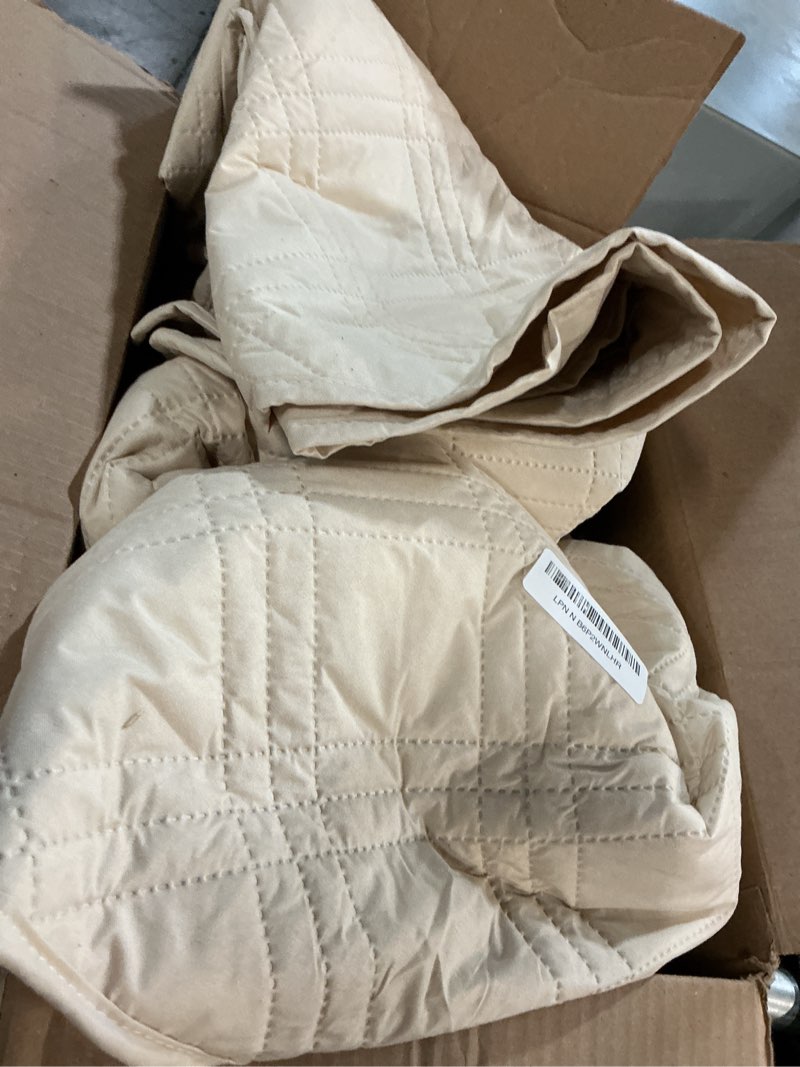 Condition photo showing As Is for taococo 100% waterproof sectional couch covers l shaped sofa covers 3pcs chaise lounge cover for pet kids, reversible couch covers for sectional sofa ottoman with elastic straps(x-large, cream) yellowish-cream x-large