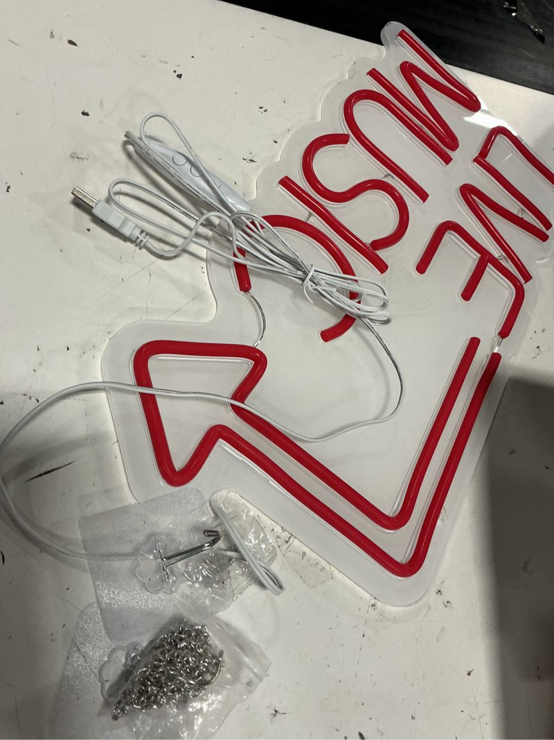 Condition photo showing Good Condition for music live led neon signs - handcrafted led signs 17 * 11 inches - wall decor light for nightclub,bar or bedroom,music stadio live music