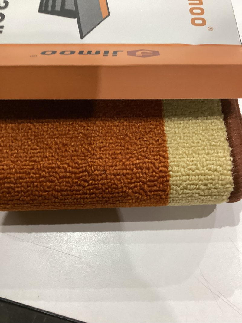 Condition photo showing As Is for J JIMOO Stair Treads Non Slip for Wooden Steps, 4 PCS 8" X 30" Stair Carpet Runner Indoor with Extra Adhesive, Edging Staircase Rugs for Kids Pets Elders, Brown&Beige 8''x30'' Brown&beige 4