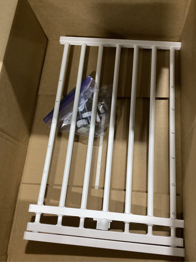 Condition photo showing As Is for malier indoor dog gate with door, 26-41" extra wide full metal pet gate short dog gate for stairs, pressure mount 14'' tall small puppy low gate easy step over for doorways