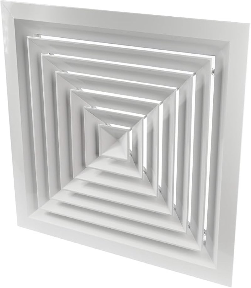 Repa Market 18" x 18" (Neck) Square Aluminum Ceiling Diffuser - Industrial 4 Way Supply Exhaust Ventilation, Air Conditioning - HVAC Horizontal Flow Duct Cover - Office Warehouse 24" x 24" (Outer)
