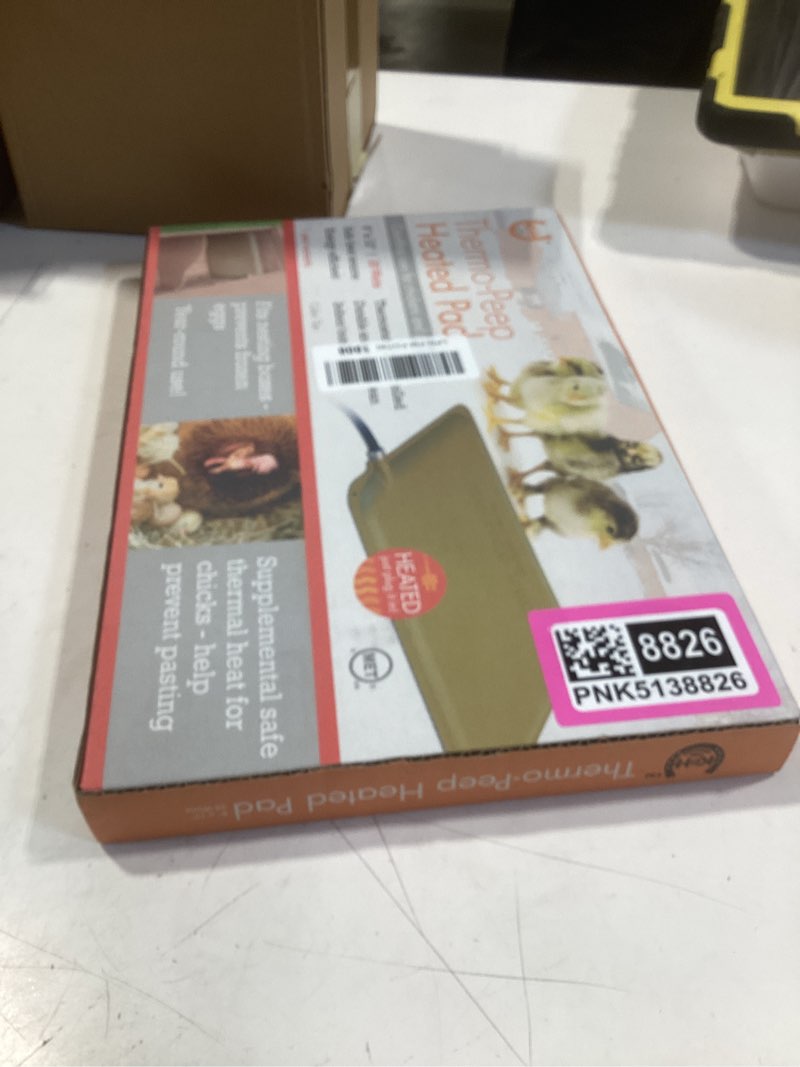 Condition photo showing New/Like New for k&h pet products thermo-peep chicken heating pad for brooders and chicken coops, warming heat plate for chicks and ducklings, safety listed poultry heat lamp alternative - petite 12 x 9in, tan 20w 9 x 12", 25w heated pad