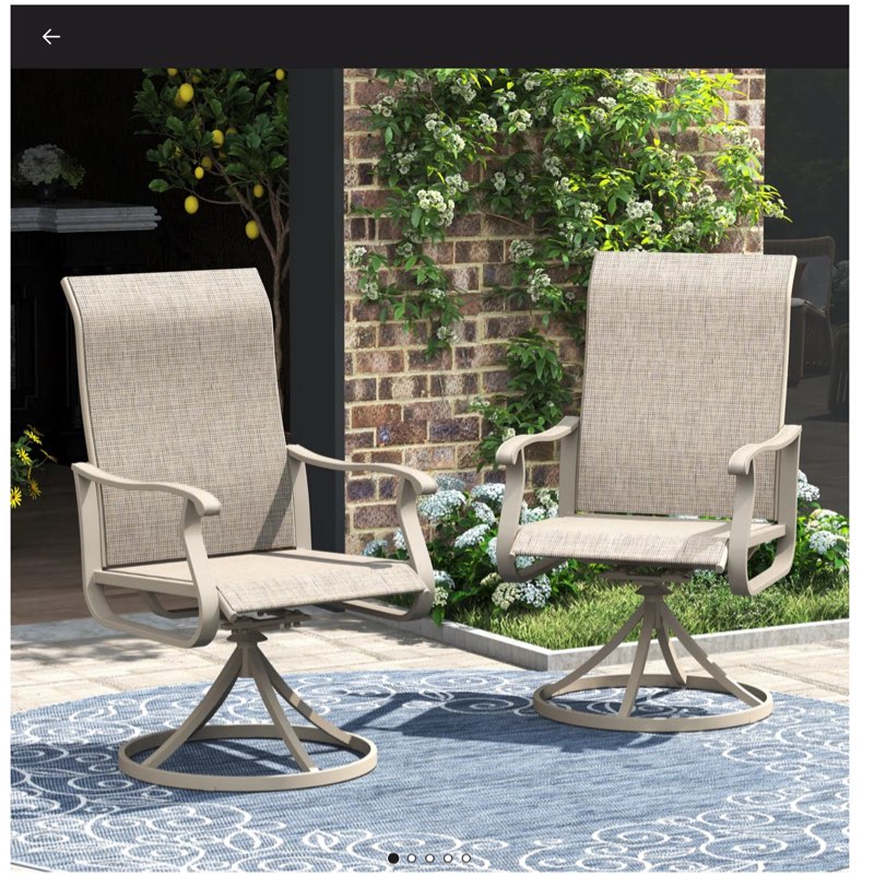 Patio Swivel Dining Chair Textilene Fabric