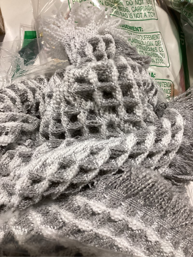 Condition photo showing As Is for Waffle Bath Mat Set, Non Slip Bathroom Rugs Sets 2 Piece, Ultra Absorbent Long Bath Rug Runner for Bathroom Decor, Machine Washable Boho Mats, Grey & White, 20"×47" Plus 18"×30" Grey & White 20"×47" Plus 18"×30"