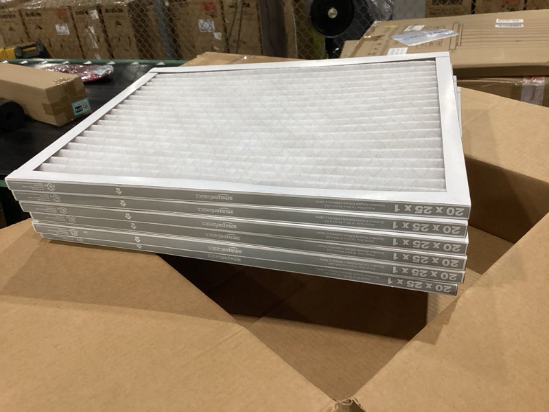 Condition photo showing New/Like New for amazon basics 20x25x1 air filter 6-pack, merv 8 ac furnace filters, removes dust, electrostatic, allergy control (actual size: 19.75" x 24.75" x 0.75") 20x25x1 merv 8