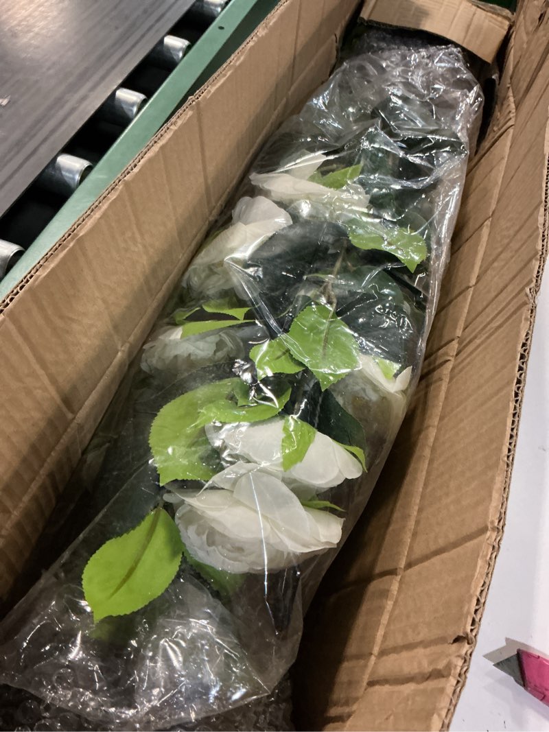 Condition photo showing Good Condition for hananona 2 pcs artificial camellia trees faux camellia plant in pot with flowers indoor plants for spring home decor outdoor porch front door decor (white, m) white medium