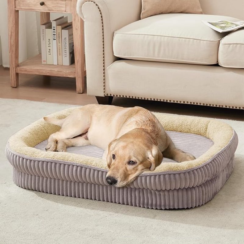 Orthopedic Dog Bed for Medium, Large Dogs Breeds, High Density Egg Crate Foam Dog Sofa Beds with Four Sided Bolster,Oval Kennel Bed, Pet Couch(Similar nosame)