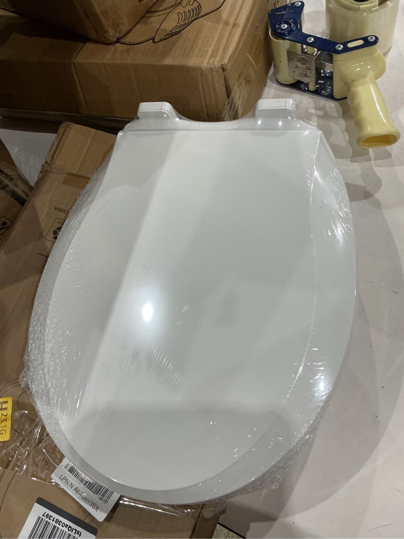 Condition photo showing Good Condition for round toilet seat soft close, 16.5" standard round toilet lid, cotton white | universal toilet replacement compatible with toto/kohler/gerber/american standard, 2-pack toilet bolts and nuts universal round fit