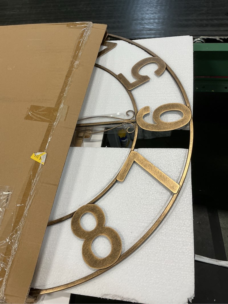 Condition photo showing Good Condition for 30" Extra Large Wall Clock, Modern Battery Operated Silent Non Ticking 30 inch Decorative Wood Metal Wall Clock, Black Round Big Clocks for Living Room, Bedroom, Kitchen, Office Decor-Arabic Numerals Walnut Arabic Numerals 30 Inch