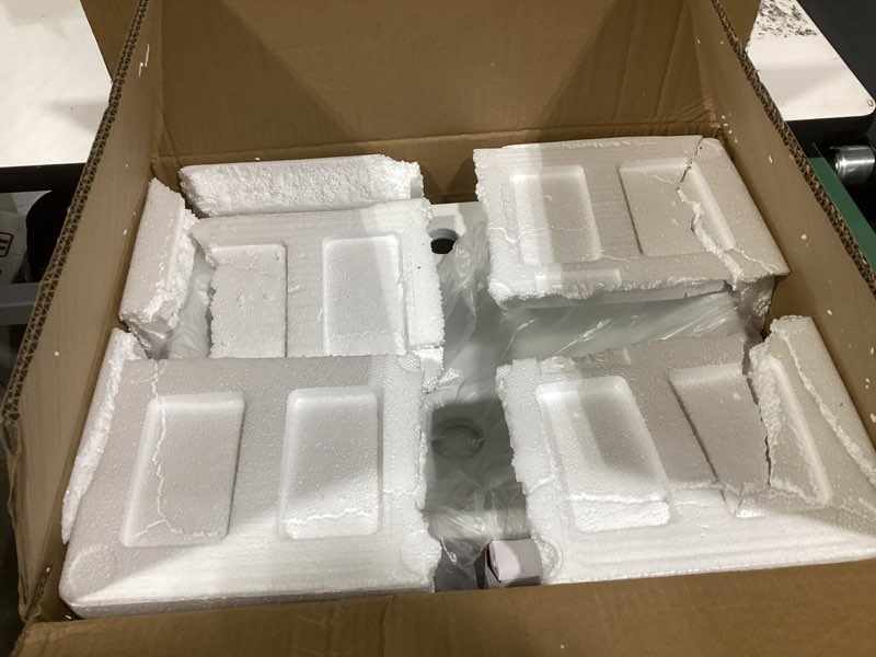 Condition photo showing Good Condition for Wall Mounted Bathroom Vessel Sink, QISHKA 19\" X 14\" Rectangular Floating Ceramic Wash Hand Basin Whi