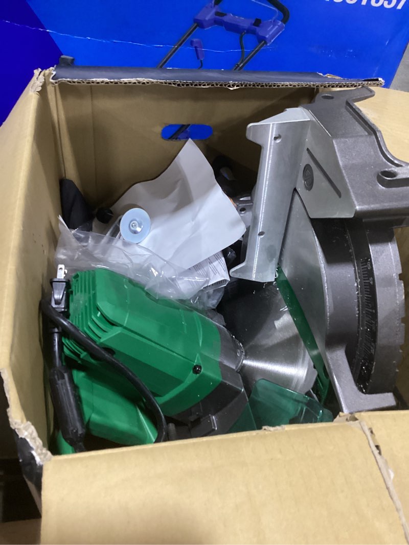 Condition photo showing As Is for Metabo HPT 10-Inch Compound Miter Saw, 15-Amp Power Saw with Large 10-Inch Table, Precision Miter Angles, Single Bevel 0-45°, 24T TCT Blade, Positive Stops, Lightweight Design, C10FCGS