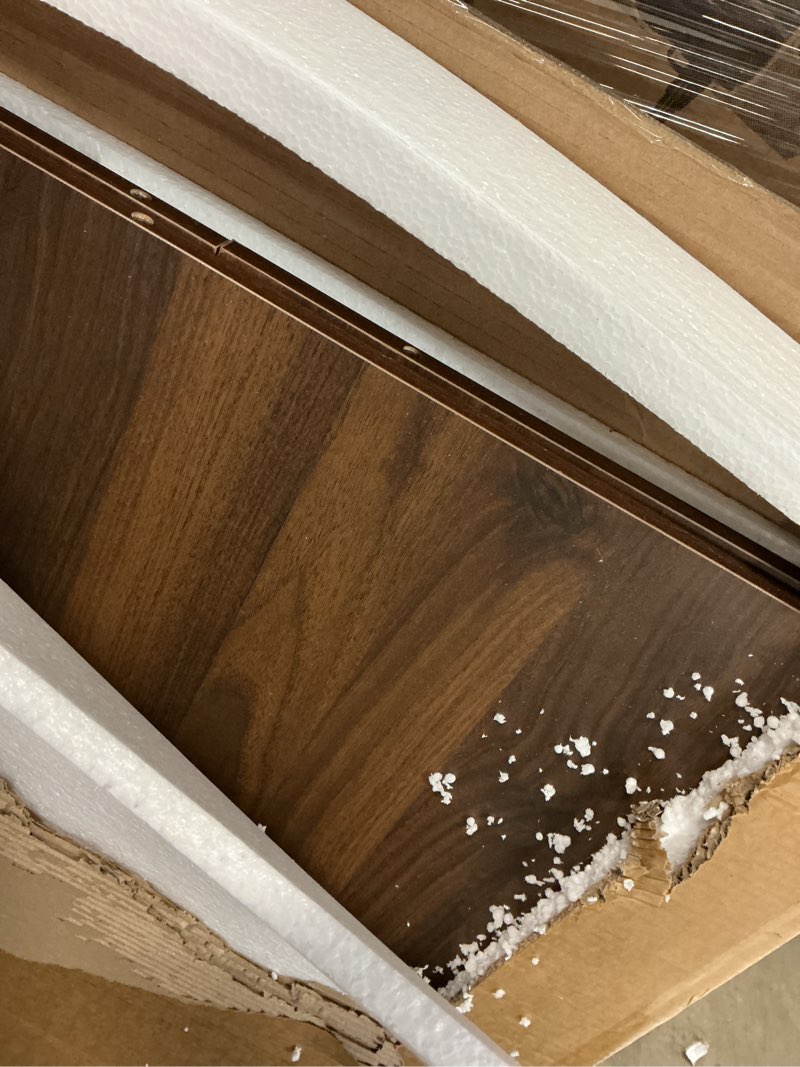 Condition photo showing Good Condition for washer dryer countertop, 54" x 27.55" 2-tier washer dryer topper with edge, for laundry room organization walnut brown