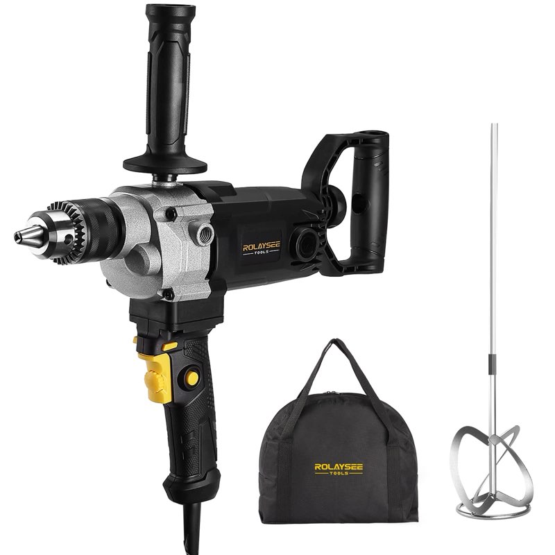 10-amp corded 5/8" heavy duty drill mixer set, mixing drill machine with spade handle for drilling a