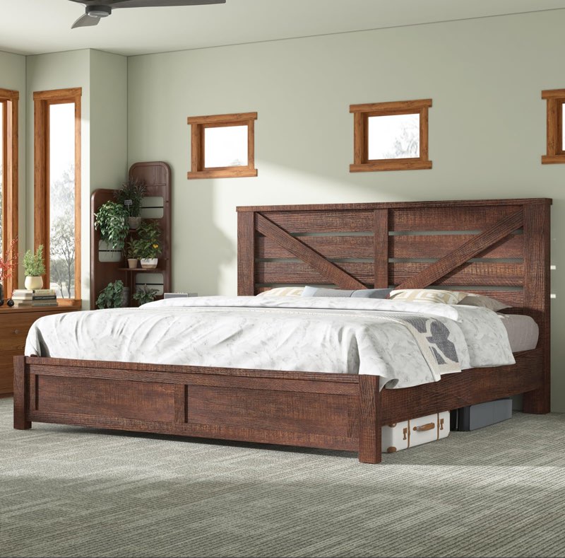 (Similar to the one in the photo) Panel Bed frame size king color brown 