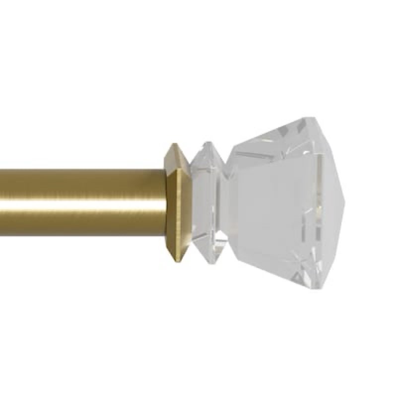 allen + roth Bexley 72-in to 144-in Brushed Gold Steel Single Curtain Rod with Finials