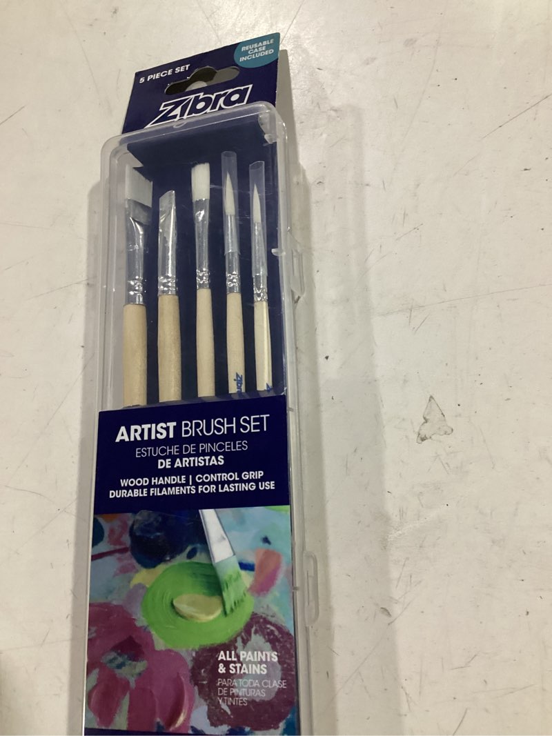 Condition photo showing Good Condition for small artist set, 1/4 in. various angled plus flat, for use with touchups, crafts, murals, poly 5-piece paintbrush set