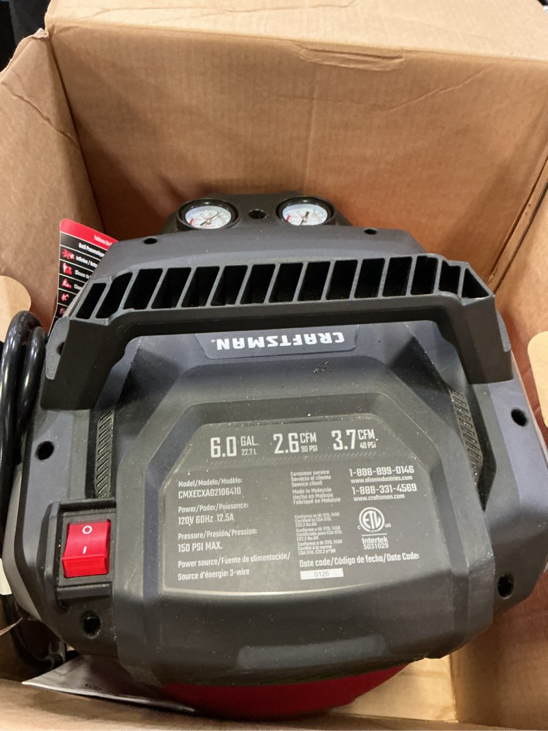 Condition photo showing Good Condition for craftsman 6-gallon portable electric 150 psi pancake air compressor