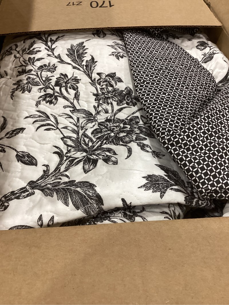 Condition photo showing As Is for Laura Ashley Home - Daybed Set, Lightweight Bedding with Matching Shams & Pillow Cover, Home Decor for All Seasons (Amberley Black, Daybed)