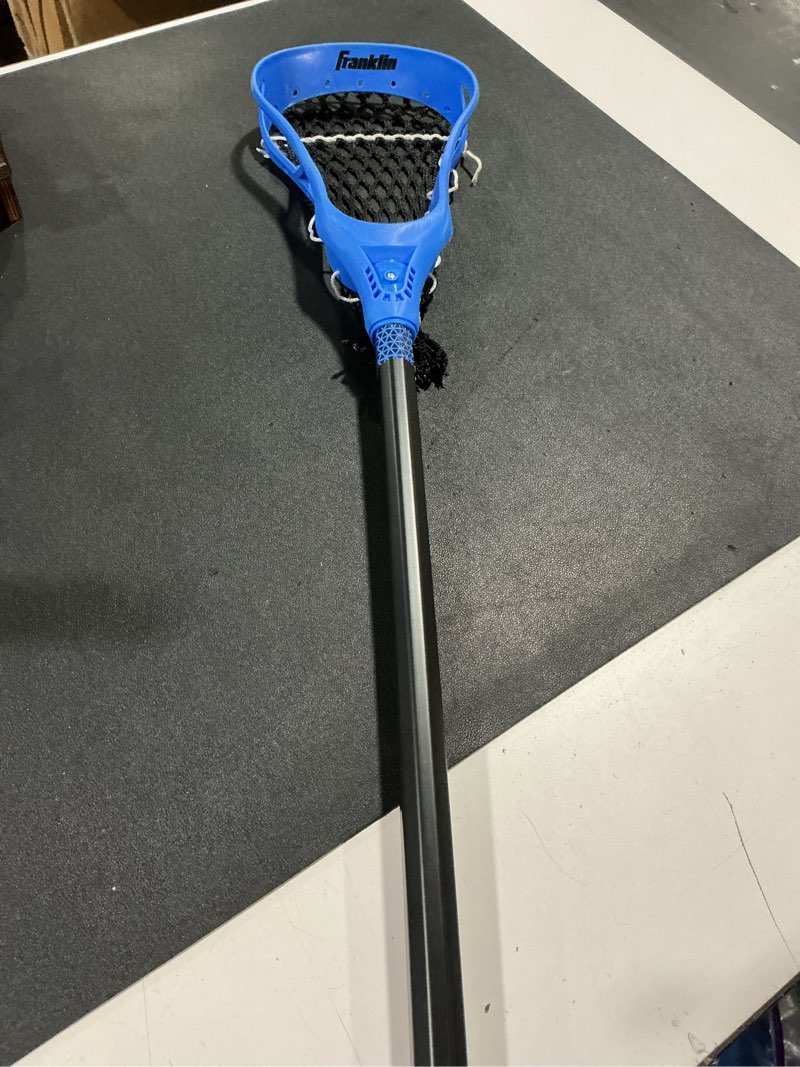 Condition photo showing As Is for franklin sports future champs youth lacrosse stick + ball set - kids 32" inch practice stick - beginner backyard plastic stick + lightweight soft ball 32" blue