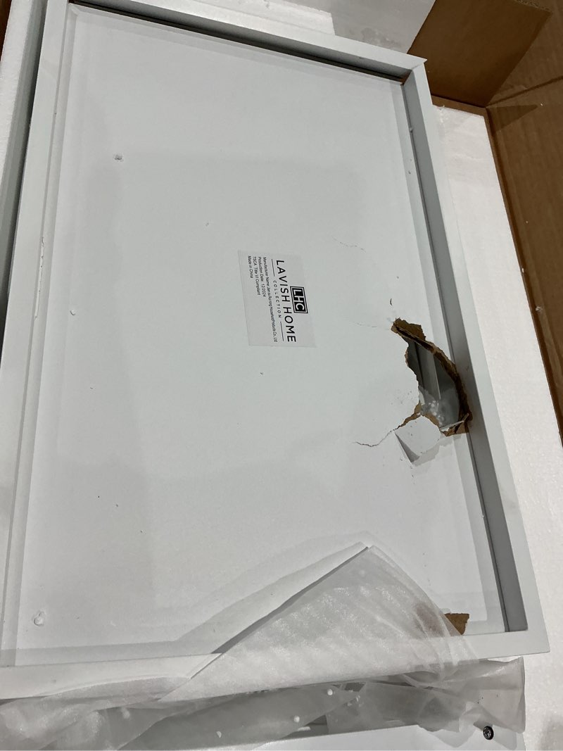Condition photo showing As Is for lavish home folding tv tray table - contemporary side table with removable tray top for food serving, meals, or decor in living room, bedroom, or home office (white) white single