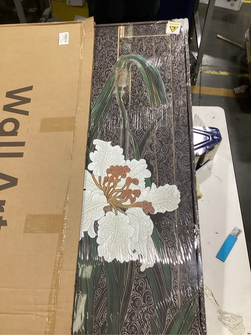 Condition photo showing New/Like New for framed vertical vintage botanical wall art, retro zen chinoiserie white floral canvas, antique asian chinese peony painting prints for living room bedroom office hallway entryway wall decor, 24x36 36"l x 24"w green a