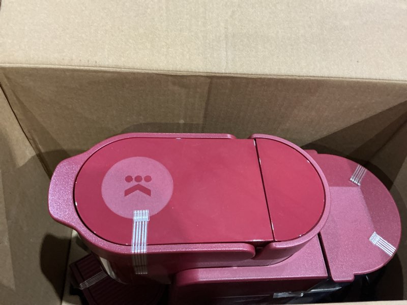 Condition photo showing As Is for keurig k-express single serve k-cup pod coffee maker, 3 brew sizes, strong button feature, 42oz removable reservoir, island berry holiday berry