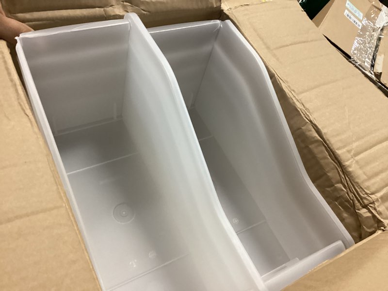 Condition photo showing Good Condition for iris usa plastic book bin magazine holder, 8-pack, vertical standing connecting container box for office dorm study homework binder notebook file craft stationery supplies organizer caddy, clear clear l - 8 pack