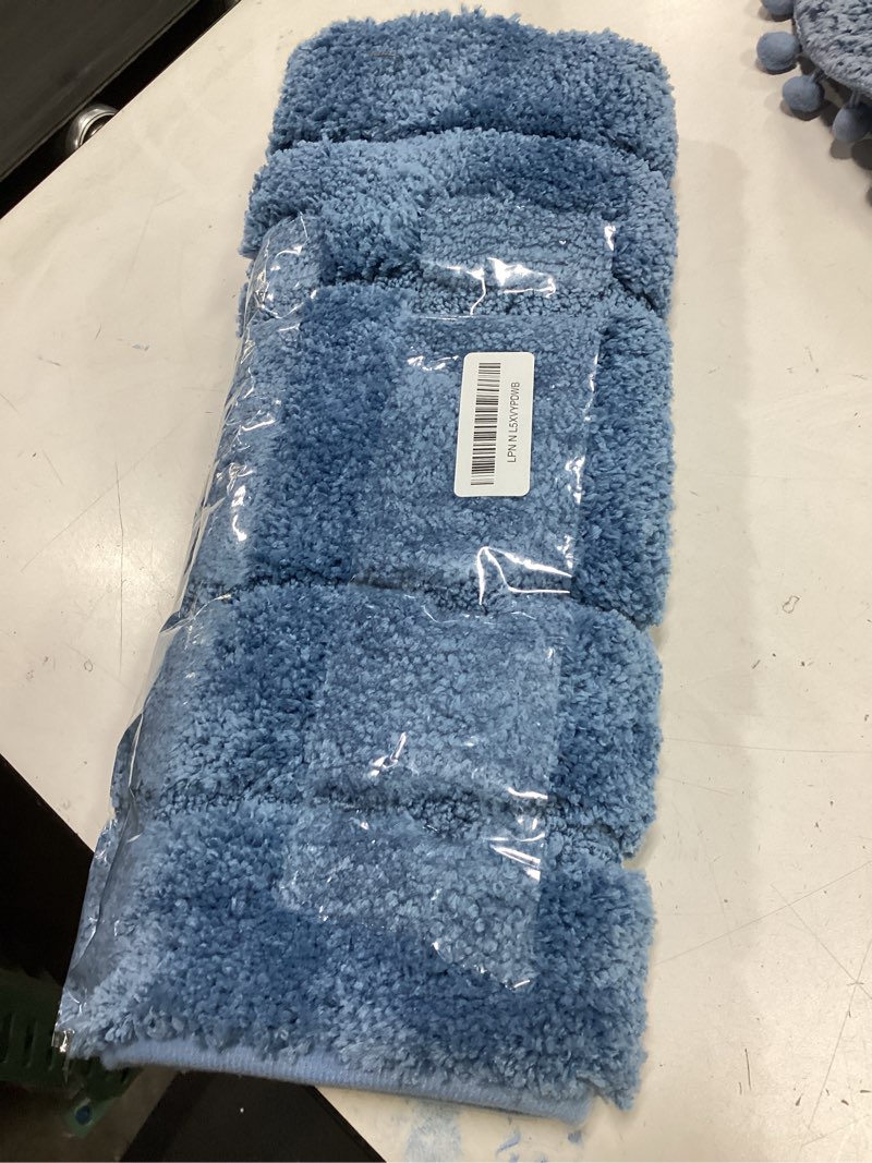 Condition photo showing Good Condition for Buganda Bathroom Rugs, 24" x 16", Soft and Absorbent Microfiber Bath Rugs, Non-Slip Shaggy Shower Carpet, Machine Wash Dry Bath Mats for Bathroom Floor, Tub and Shower, Blue Blue Rectangular 24" x 16"