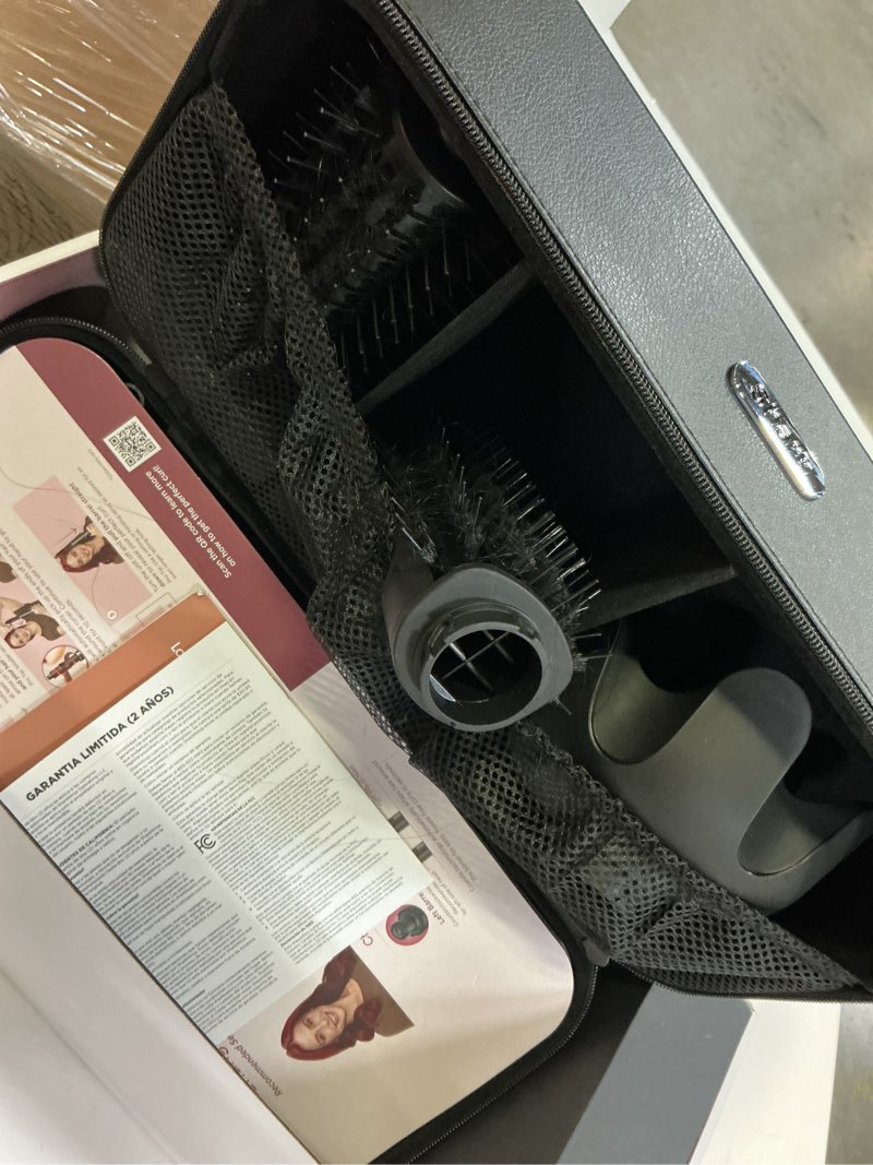 Condition photo showing As Is for shark flexstyle air styling & drying system, powerful hair dryer brush & multi-styler with auto-wrap curlers, diffuser, paddle brush, round brush, concentrator attachment, black cherry, hd457cr black cherry limited edition