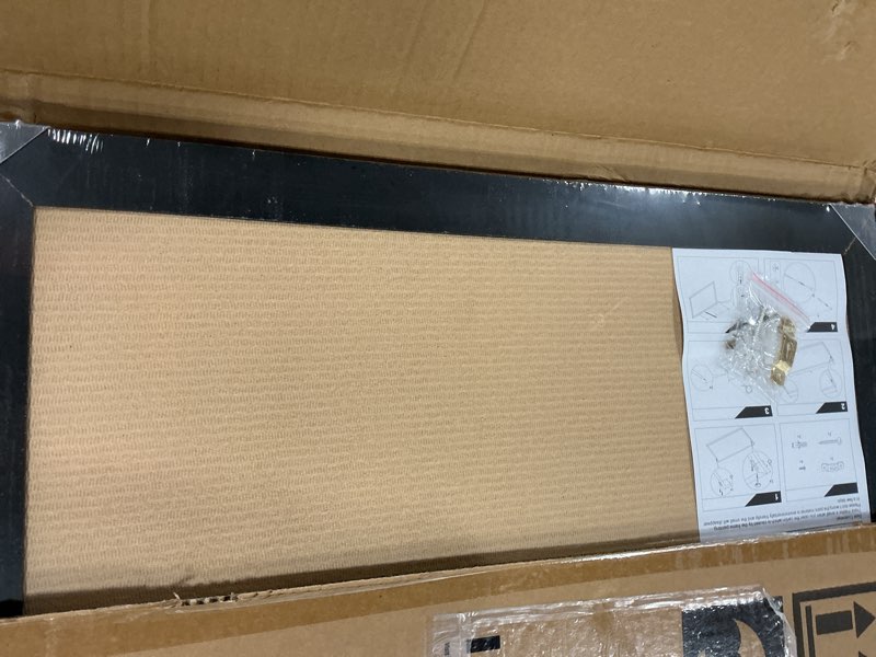 Condition photo showing New/Like New for DOLLAR BOSS Cork Board for Office 24 X 18 Inches Cork Boards for Walls Bulletin Board, Decorative Hanging Pin Board Rustic Wooden Frame Vision Board Cork Notice Board for Office Home Decor, Black Black 24''X 18‘’