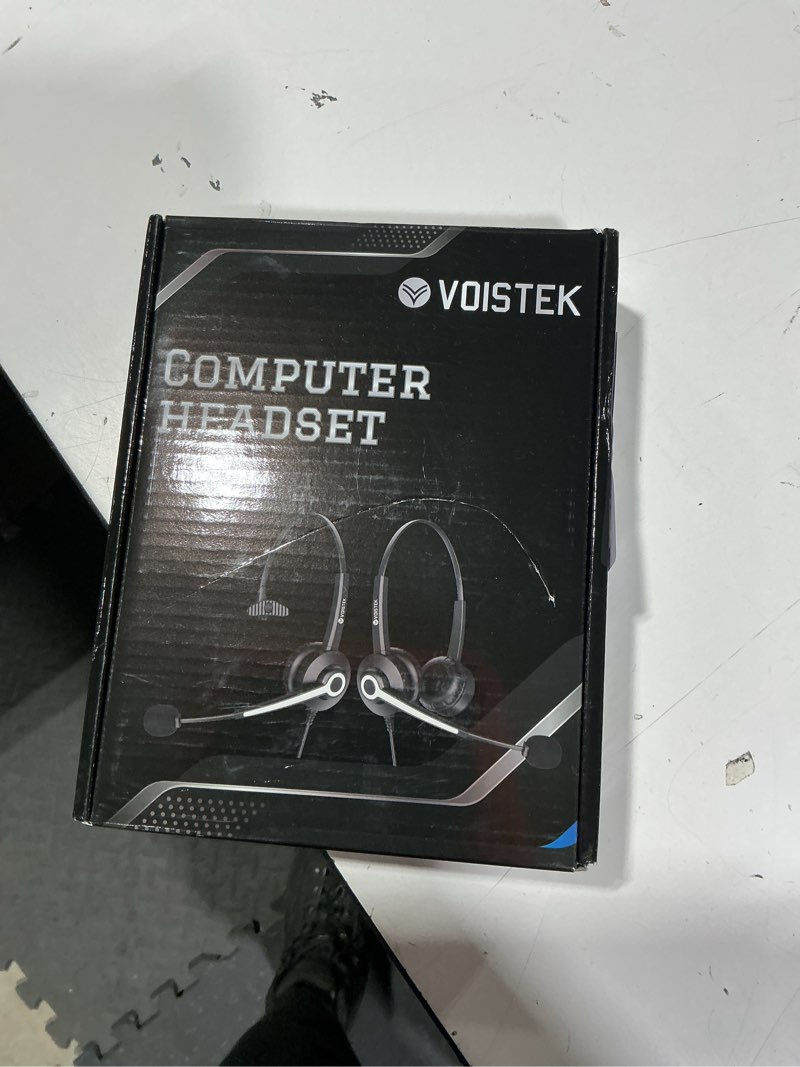 Condition photo showing New/Like New for voistek usb headset with microphone, computer headphones for pc laptop, wired office headset with noise canceling microphone & in-line control for work, zoom, teams, online meetings, call center dark gray
