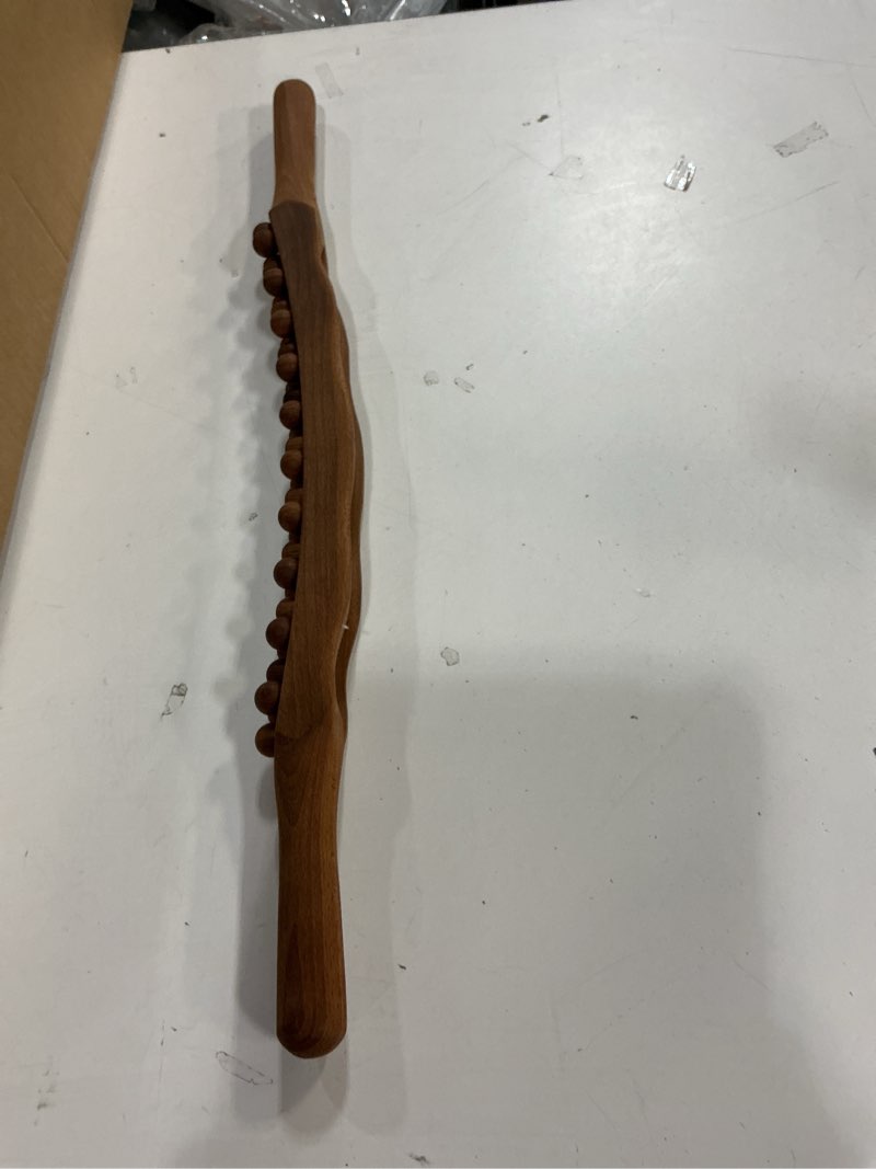 Condition photo showing As Is for Guasha Wood Massage Stick Tools,31 Beads Back Massage Roller Stick,Lymphatic Drainage Massager for Body Shaping (31beads)