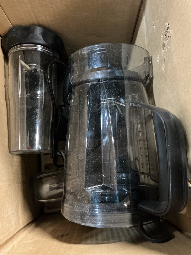 Condition photo showing Good Condition for Ninja Blender & Food Processor All-in-One | For-Smoothies, Food and More | Kitchen Countertop | Includes 72 oz. Pitcher & (2) 24 oz. To-Go Cups with Lids | 1800 Watt | Black | TB301 Blender + (2) 24-oz. Cups