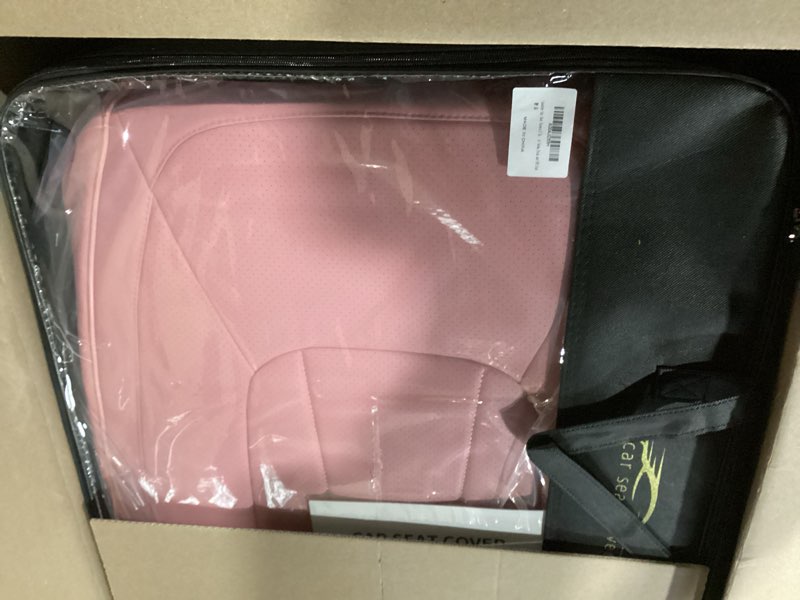 Condition photo showing Good Condition for CarLuxor Pink Car Seat Covers,5 Seats Universal Seat Covers for Cars,Luxury Leather Comfortable Automotive Car Seat Protector Universal Fit for Most Cars SUV Sedans Full Set Pink