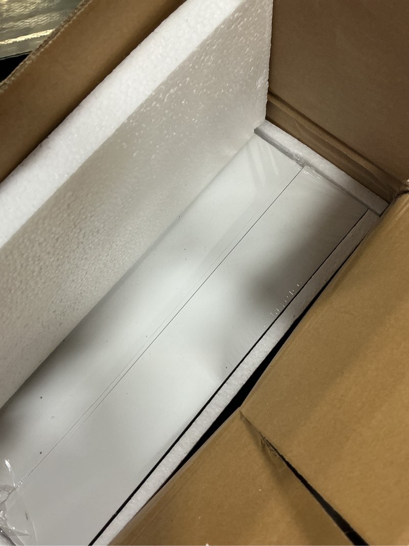 Condition photo showing New/Like New for 36inch white floating shelves for wall, 12 inch deep shelves for bedroom, kitchen, bathroom wall mounted, rustic wood floating shelf with invisible brackets for books, storage, decor, 2 packs white 36"w x 12"d, 2packs
